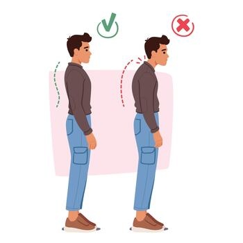 Illustration comparing good and poor posture and body alignment